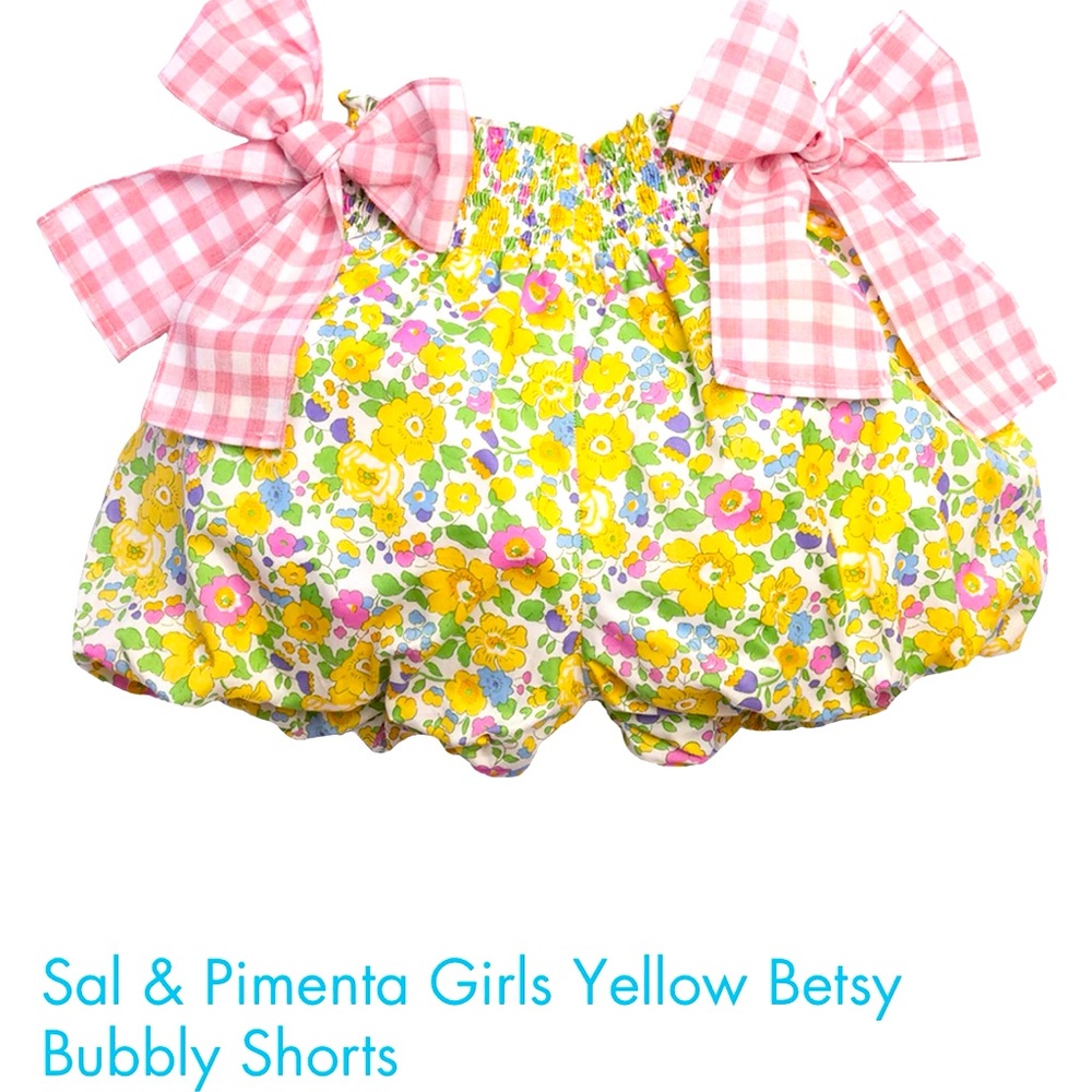 Sal & Pimenta Girls yellow Betsy Bubbly Shorts, size 3T